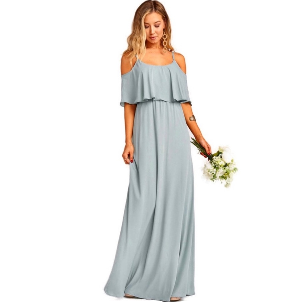 SHOW ME YOUR MUMU COLD-SHOULDER RUFFLE MAXI DRESS